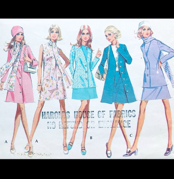 Mccalls 2276 B40, A Line Dress Pattern, Vintage Coat Sewing Pattern, Mod  Coat Pattern, Plus Size Patterns, Sleeveless Dress Pattern