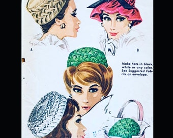 McCalls 6515, Vintage Hat Pattern, Pillbox Hat Pattern, 60s Hat Sewing Pattern, Hat Designs, Smocking Pattern, Hat Making, Hat Ideas