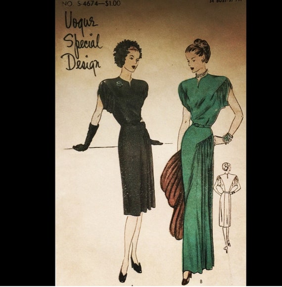 Vintage 40s Cap Sleeve Evening Gown Wedding Dress Hip Draped Etsy