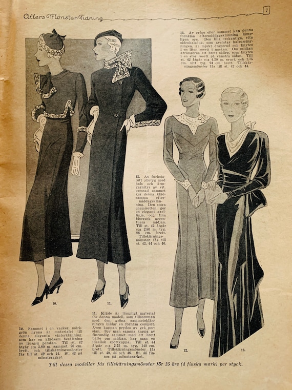 1930s Fashion Catalog, Swedish Fashion Magazines, Art Deco Fashion, Womens Magazine, Fashion History, Historical Dress, Costume Design