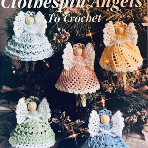 Christmas Crochet Patterns, Angel Ornament Pattern, Clothespin Ornament, DIY Ornaments, Vintage Crochet Patterns, Crochet Ornament Pattern,