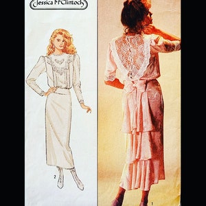 Simplicity 8224 B31, Tea Length Dress Pattern, Bustle Back Dress Sewing Pattern, Pintuck Dress Pattern, Edwardian Inspired Summer Dress