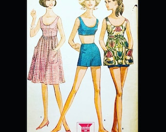 McCalls 7282 S, Patrón de vestido de playa, Patrones de trajes de baño de los años 60, Patrones de trajes de baño para mujer, Patrón de trajes de baño, Patrón de costura para ropa de playa
