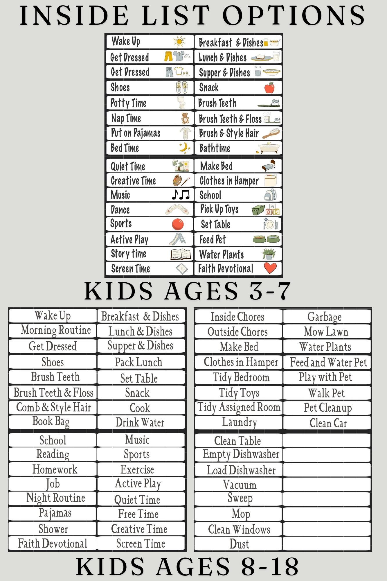 Chore Chart | Routine Chart | ADHD Checklist | Daily Responsibilities ...