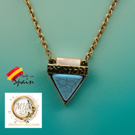 Turquoise triangle necklace, minimalist necklace,… - image 5