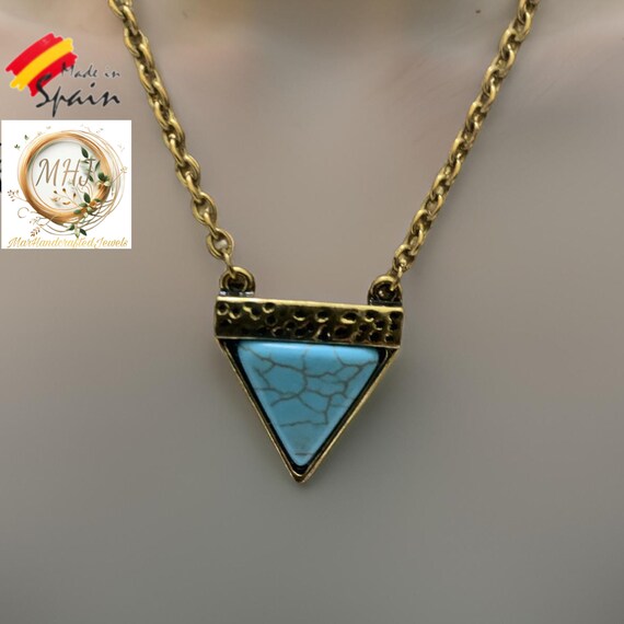 Turquoise triangle necklace, minimalist necklace,… - image 2