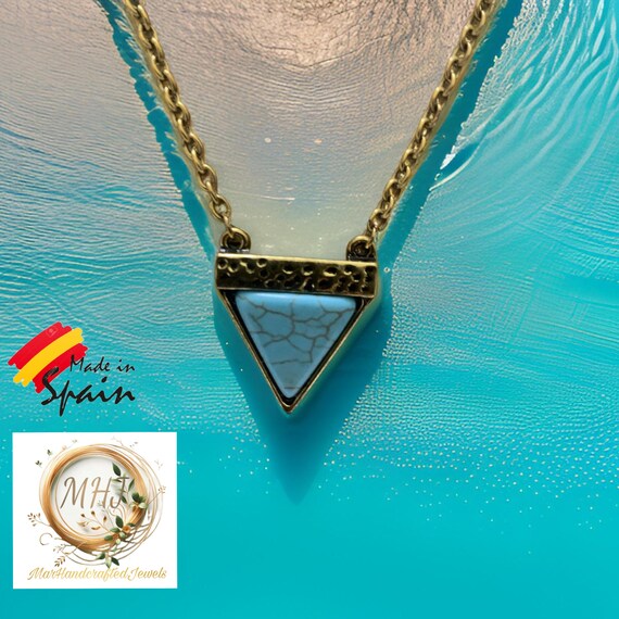 Turquoise triangle necklace, minimalist necklace,… - image 6