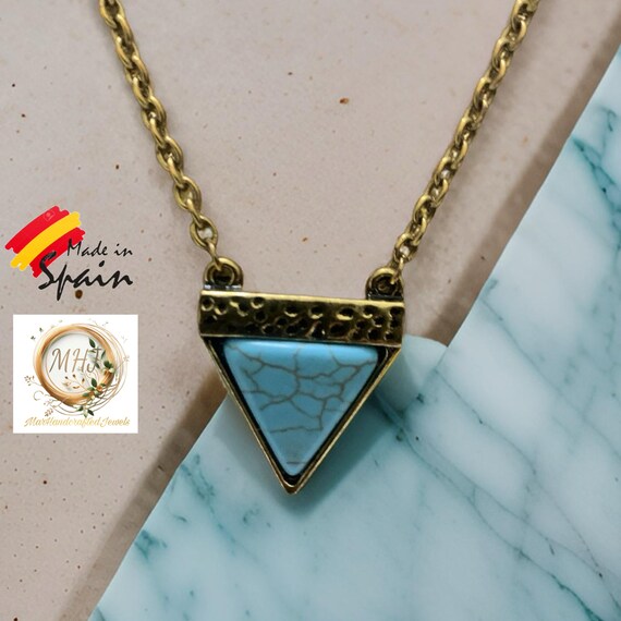 Turquoise triangle necklace, minimalist necklace,… - image 7