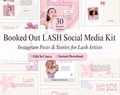 Lash Instagram Templates Canva | Lash Artist Social Media Kit | 30 Instagram Posts & Stories | Beauty Business Marketing Templates