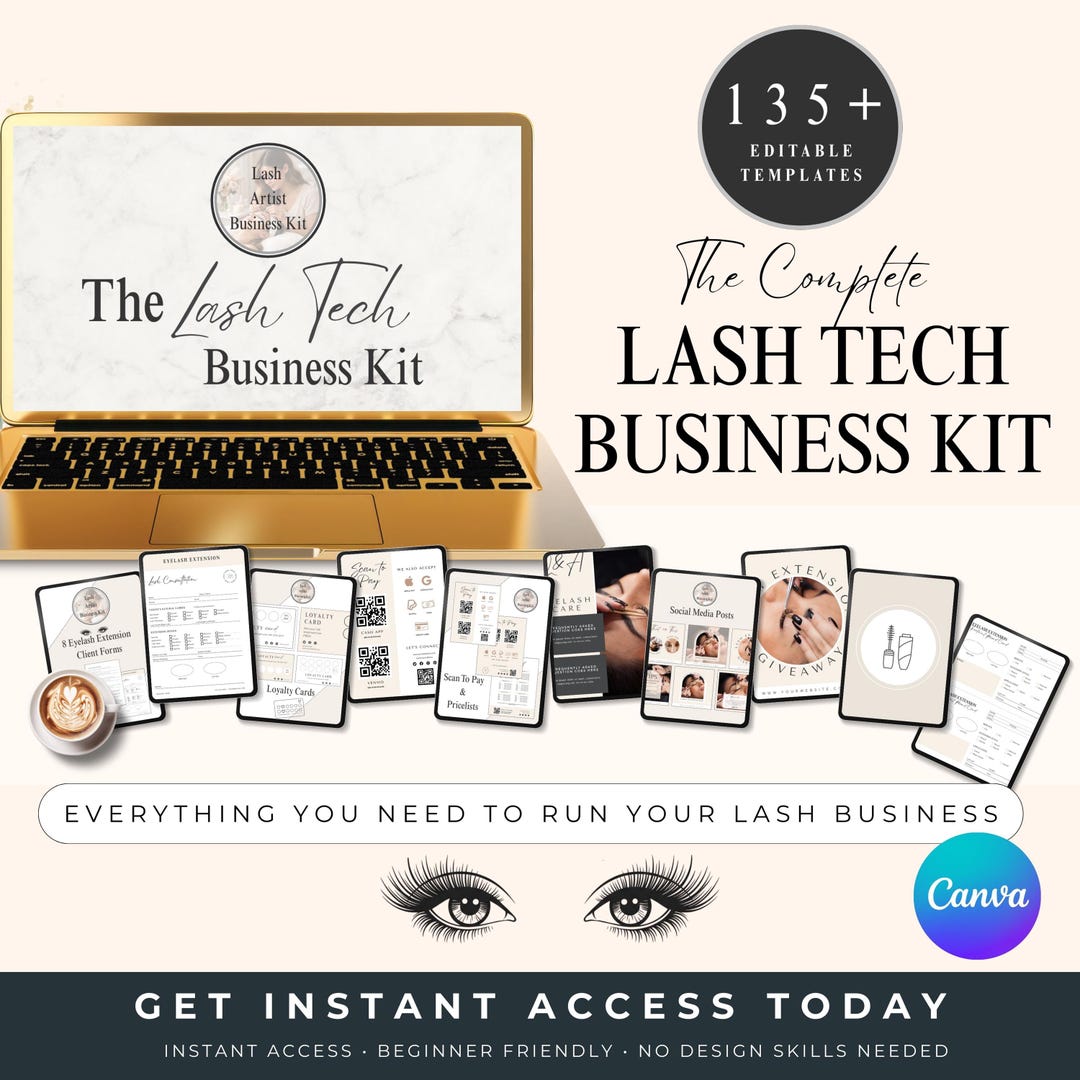 Lash Tech Business Kit Canva Template Bundle Lash Artist Starter Kit ...