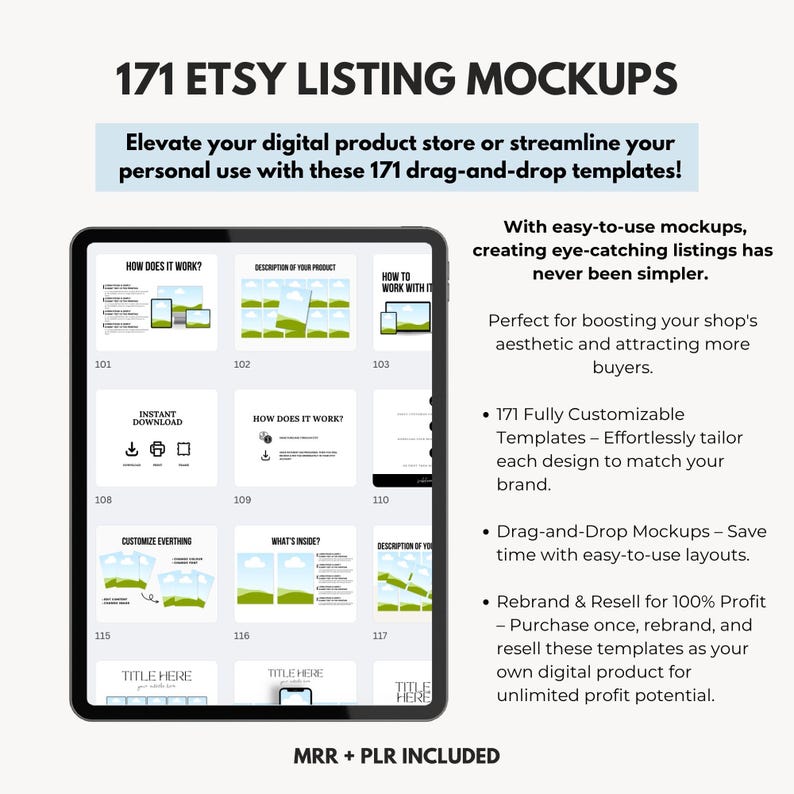 MRR Mockup Canva Template Bundle, 171 MockUp Digitales Produktpaket mit Master Resell Right, MRR, DFY Canva Templates für digitale Produkte Bild 4