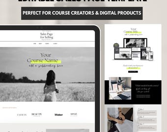 Aesthetic Canva Sales Page Template Editable Landing Page for Coaches and Creators Digital Product Sales Page Template for Online Business