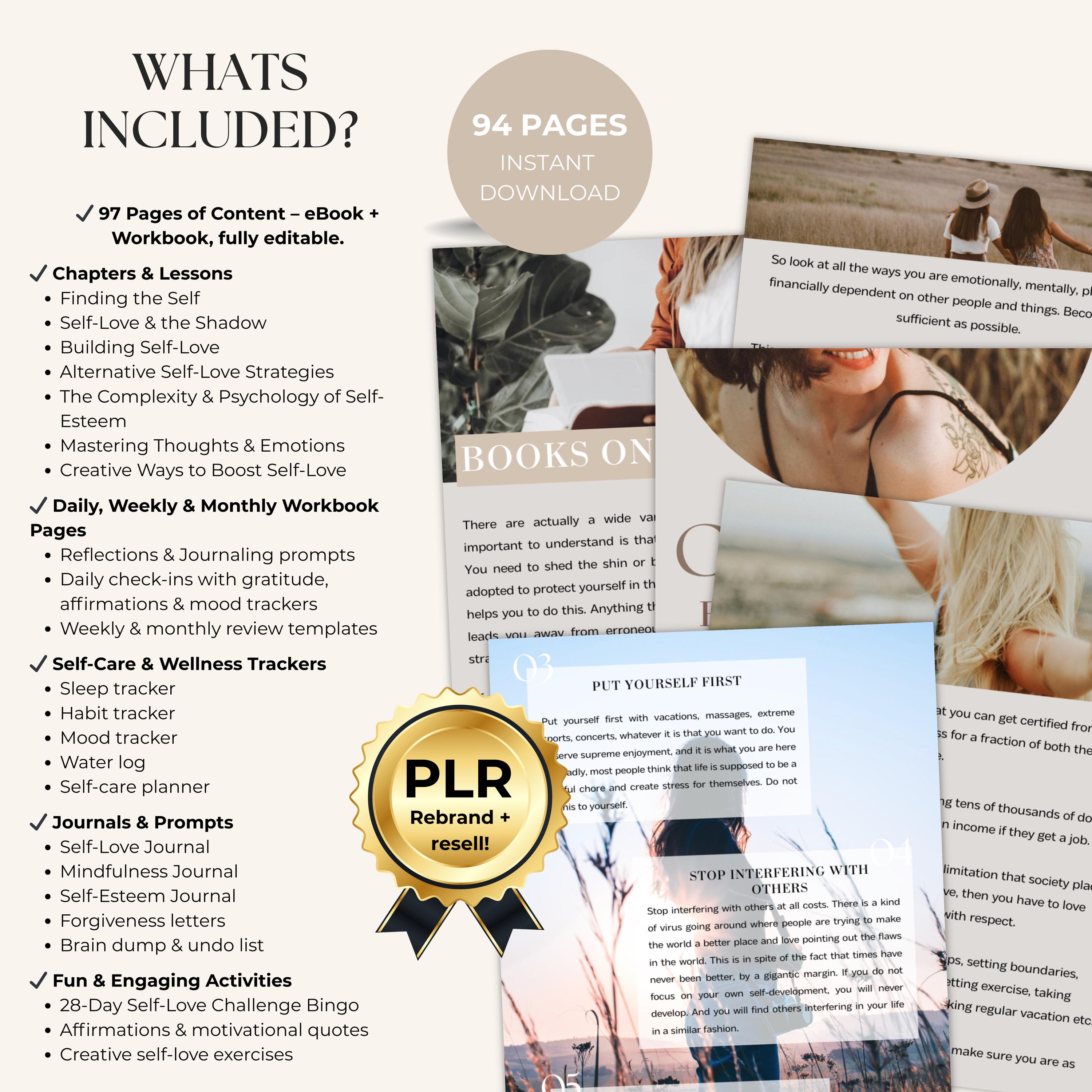 Self Love Workbook | Master Resell Rights | PLR Digital Product | Self ...