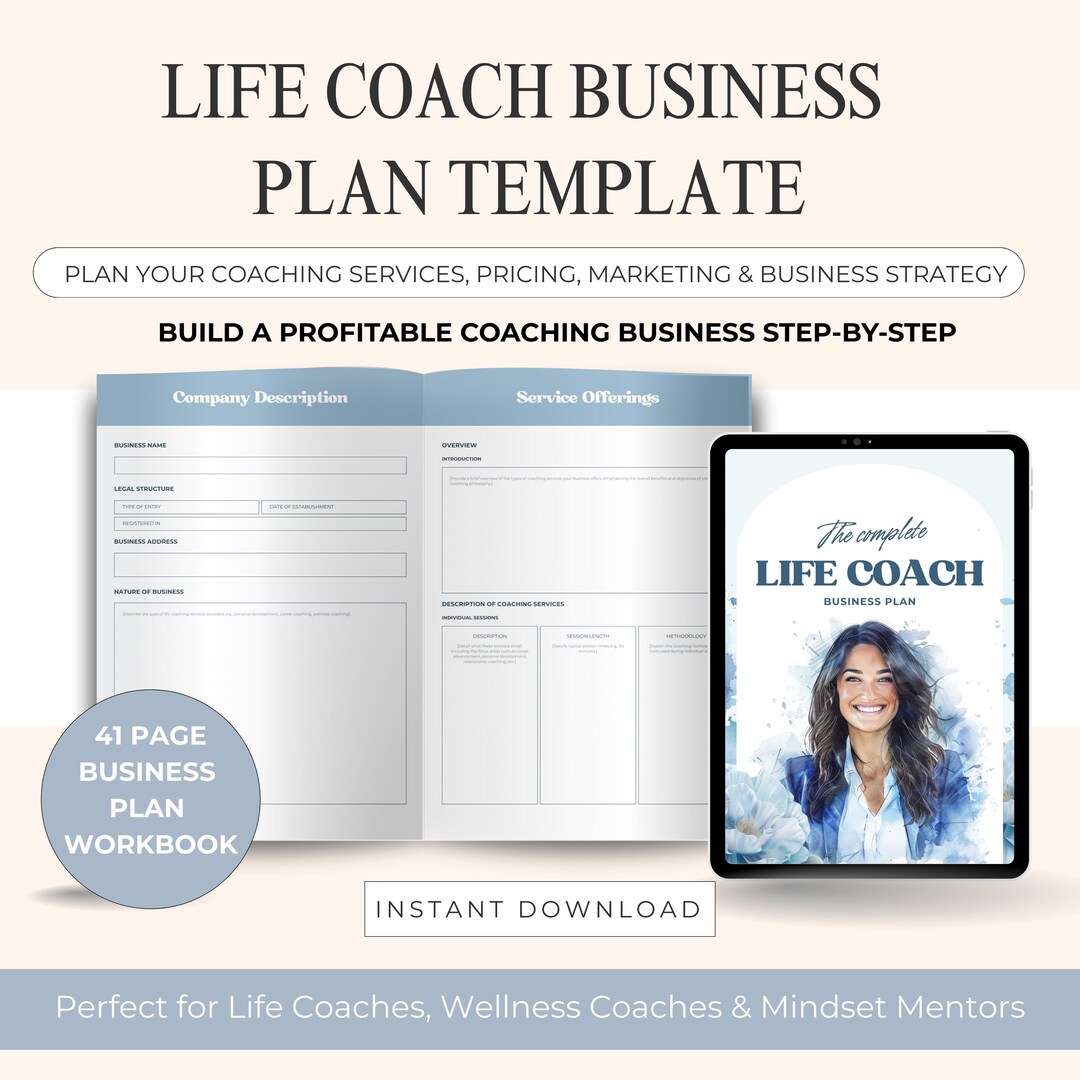 Life Coach Business Plan Template Canva Coaching Business Planner Life ...