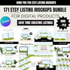 MRR Etsy Mockup Canva Template, 171 Mock Up Digital Product Bundle with Master Resell Rights, MRR, DFY Digital Products Canva Templates