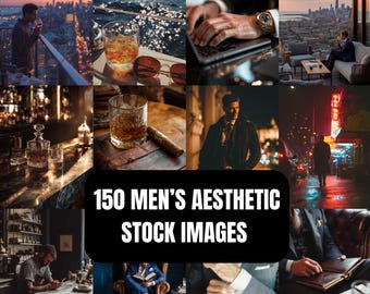 Mens Dark Aesthetic Stock Photos | Faceless Masculine AI Lifestyle Images | Moody Editorial Stock Photo Bundle for Instagram Mens Stock