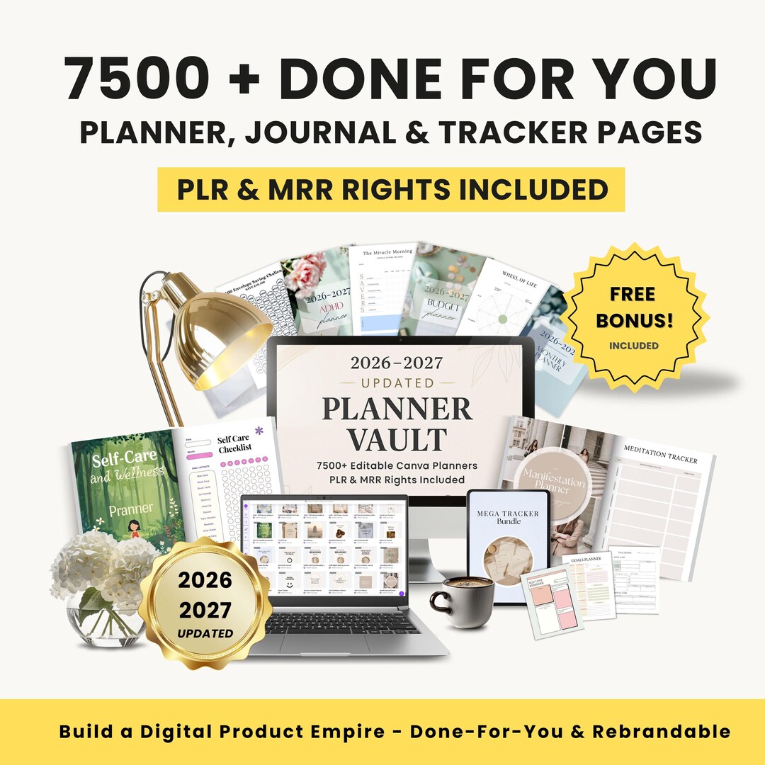 7500 Plus Editable Canva Planners Journals and Trackers Pages | PLR MRR ...