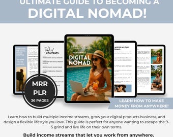 Digital Nomad Guide Travel Passive Income | How to become a digital nomad PLR MRR | Work Remotely | Editable Canva eBook Make money online