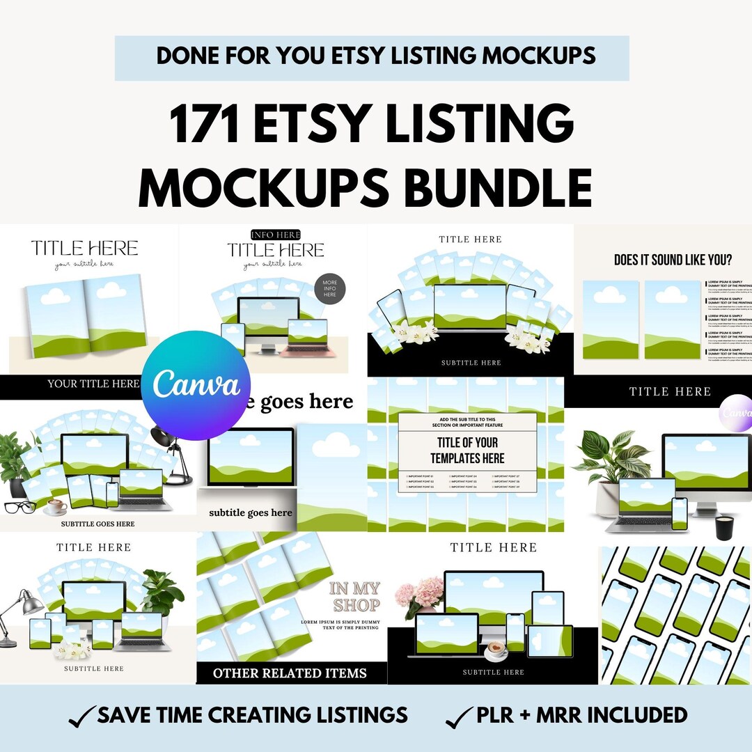 MRR Mockup Canva Template Bundle, 171 Mock up Digital Product Bundle ...
