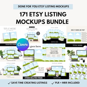 MRR Mockup Canva Template Bundle, 171 MockUp Digitales Produktpaket mit Master Resell Right, MRR, DFY Canva Templates für digitale Produkte Bild 1