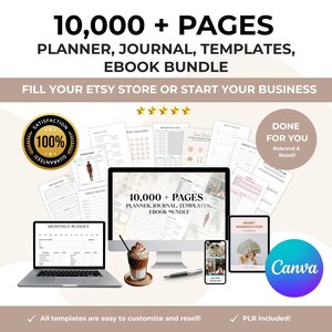 10,000+ Done-for-You Canva Templates | Editable PLR Planners, Journals, eBooks | Digital Download for Resellers digital marketing guides