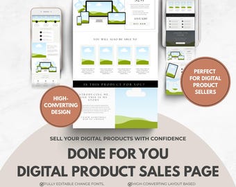 Modèle de page de vente modifiable | Entonnoir modifiable pour produits numériques | Haute conversion | Téléchargement instantané