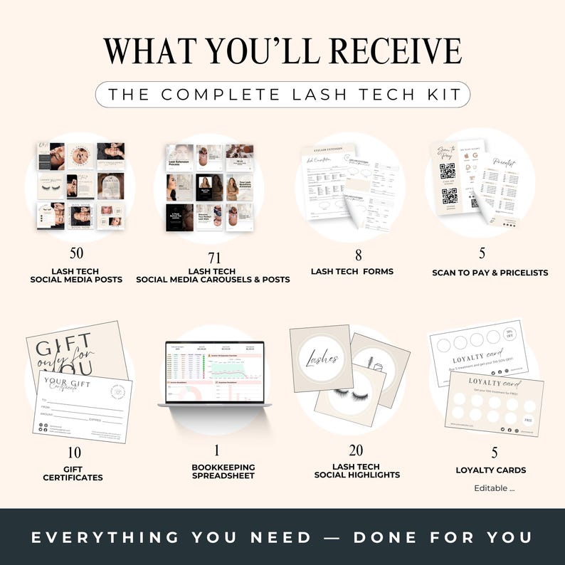 Lash Tech Business Kit Canva Template Bundle Lash Artist Starter Kit ...