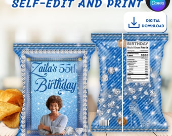 Sac à jetons en denim et diamants, anniversaire d'adulte en denim et diamants, décoration de fête en denim en denim et diamants, articles de fête en denim et diamants