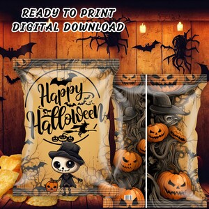 Halloween Chip Bag, READY TO PRINT Halloween Party Favors, Halloween Chip Bag for Adults, Halloween Design for Adults, Halloween Party Snack