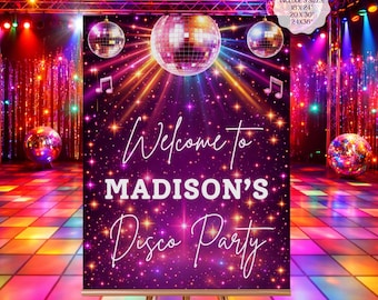 Disco Ball Welcome Sign Template Digital Download