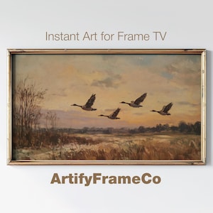 Flying Ducks Landscape Frame TV Art: Rustic Farmhouse (Digital Download)
