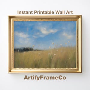 Summer Field Landscape Print: Rustic Cottage Wall Decor (Digital Download)