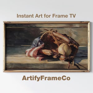 Puede incluir: Un guante de béisbol, una pelota de béisbol y una bandera estadounidense están dispuestos sobre una superficie de madera. El guante es de cuero marrón y la pelota de béisbol es blanca con costuras rojas. La bandera es roja, blanca y azul.