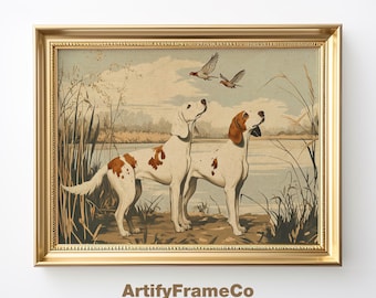Hunting Dog Marsh Print, Vintage Sporting Dog Wall Art, Rustic Lodge Decor, Digital Download