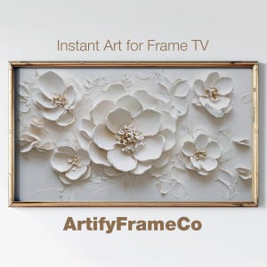 May include: White 3D floral wall art with a textured, raised design. The flowers are arranged in a cluster and have a delicate, feminine feel.