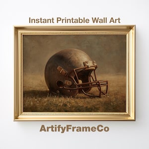 Vintage Football Helmet Print: Sports Art, Man Cave Decor (Digital Download)