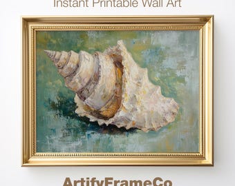 Vintage Seashell Print, Coastal Beach Wall Art, Ocean Decor, Digital Download
