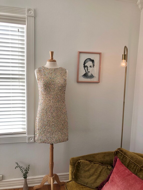 1960s Sequin Rainbow Mini Dress