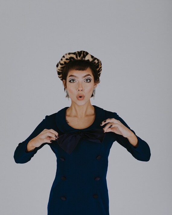 1960s Navy Blue Sailor Mini Dress