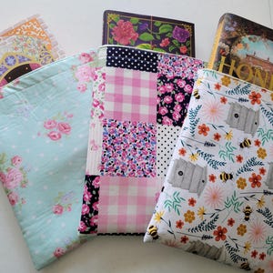 Padded Fabric Book Sleeve for Hardcover Handmade Book Protector Custom Add-On Zipper or Button Closure Available Bookish Mothers Day Gift
