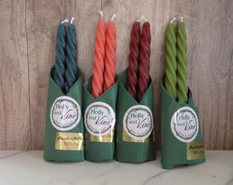 8" Twisted Taper Candles - 100% Beeswax