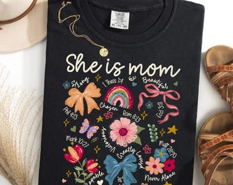 Comfort Colors® She is Mom Shirt, Christian Mom Tee, Religious Mama Bible Verse Sweatshirt, Mothers Day Gift For Mom
