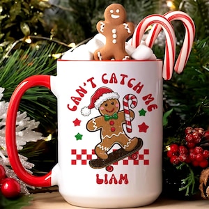 Custom Gingerbread Mug for Christmas, Perfect Christmas Gift, Funny Personalized Gingerbread Coffee Mug, Whimsical Holiday Hot Chocolate Cup