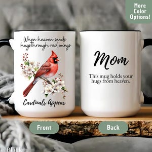 Cardinal Memorial Mug Personalized Hugs from Heaven Cup Red Bird Loss Gift Sympathy Mug for Mom  Memorial Remembrance Gift Loss of Loved One