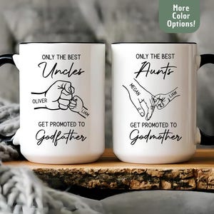 Godparent Proposal Mug Personalized Godmother Godfather Custom Cup Best Uncles Aunts Get Promoted Godparents Gift Mug For Baby Announcement