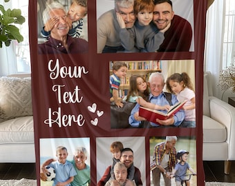 Custom Grandpa Photo Blanket, Grandfather Gift from GrandKids, Blanket for Birthday Papa, Christmas Father’s Day Retirement Gift
