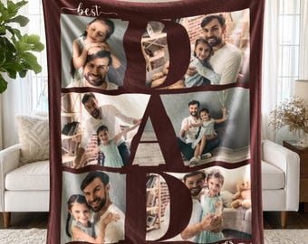 Manta personalizada con foto para papá, manta "El mejor papá del mundo", regalo personalizado para el Día del Padre, regalo de Navidad para papá con foto, de felpa y terciopelo.