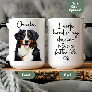 Custom Dog Photo Mug with Name, Personalized Pet Portrait Cup, Dog Lover Gift Mom, Pet Owner Coffee Mug, Funny Present For Family Christmas