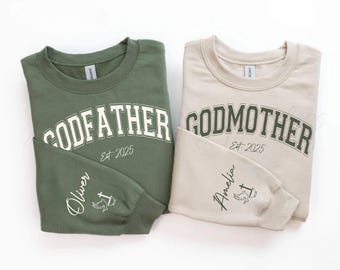 Personalized Godmother Godfather Baptism Custom Sweatshirt Proposal Sweater Godchild Name Est 2025 Gifts for Godparents Appreciation Gift