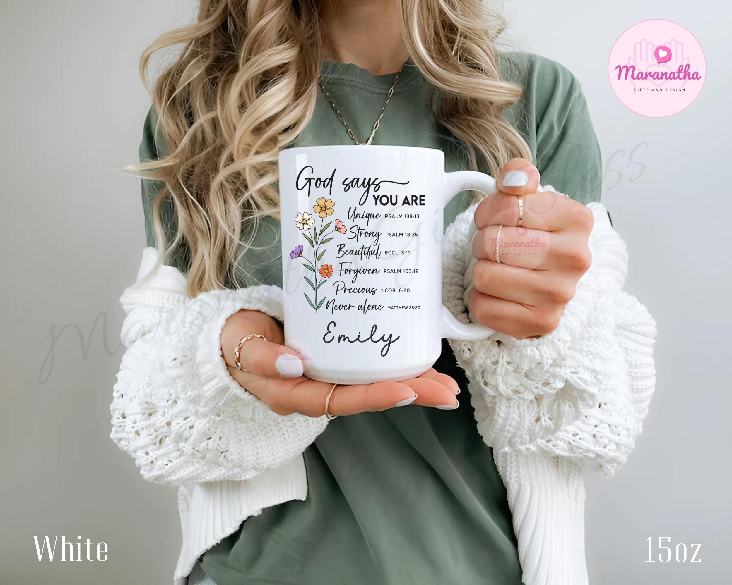 God Says You Are Mug Personalized Christian Floral Coffee Cup Bible ...
